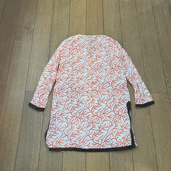 Roberta Roller Rabbit Orange Graphic Tunic with Mandarin Collar - Picture 3 of 4